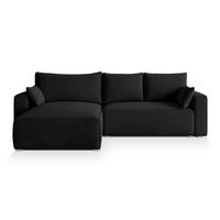 ECKSOFA FORIL Schwarz Velours-Stoff mit Schlaffunktion - Schwarz/Grau, Holz/Kunststoff (265/178cm) - MASSENO