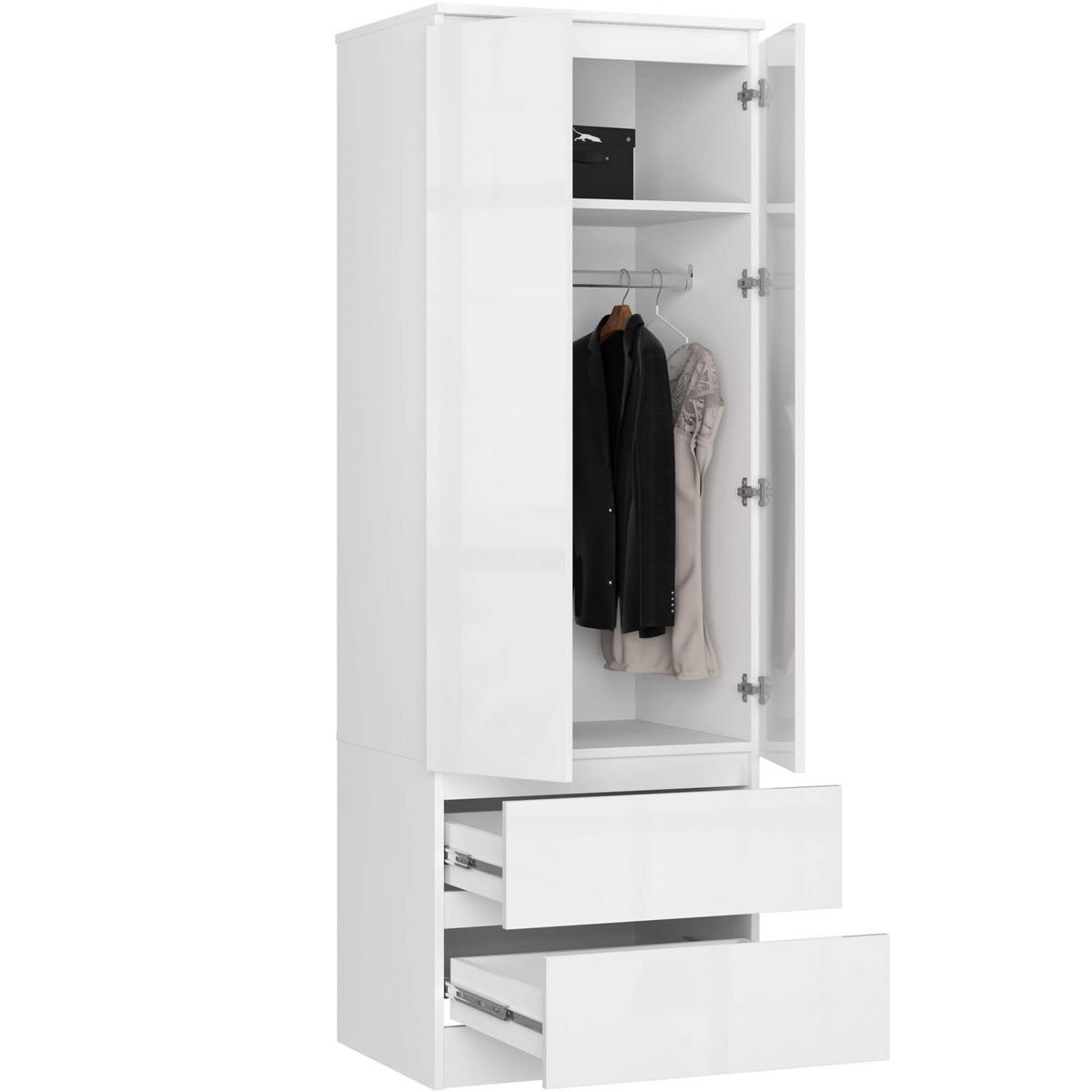 KLEIDERSCHRANK Weiß, Weiß Glanz 180/60/51 - Weiß, Holzwerkstoff (60/180/51cm) - RAUMHIRSCH FURNITURE