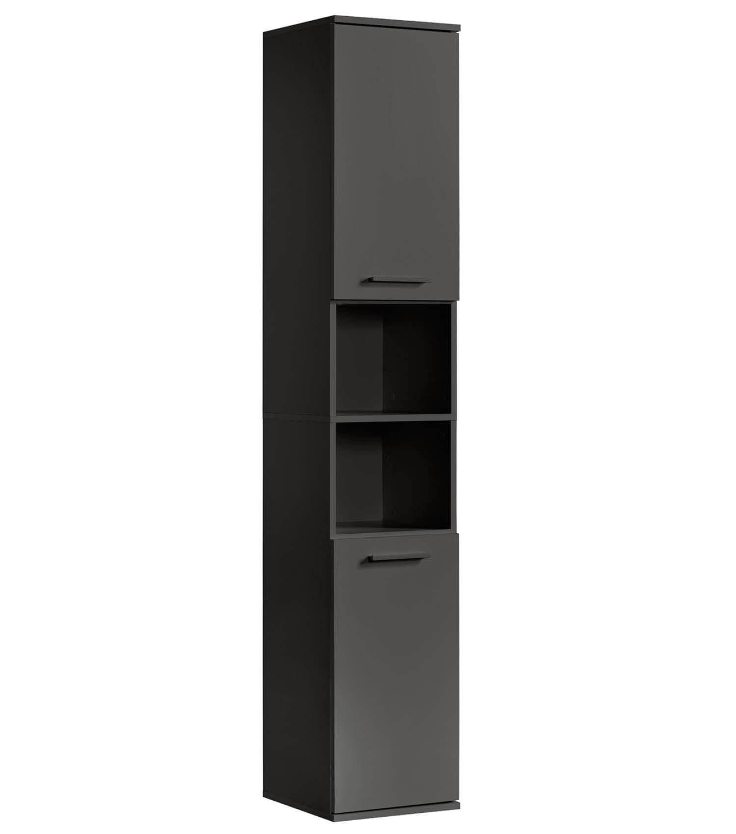 BAD HOCHSCHRANK Der Kapitän - Schwarz, Holzwerkstoff (33/180/34cm) - Mokebo