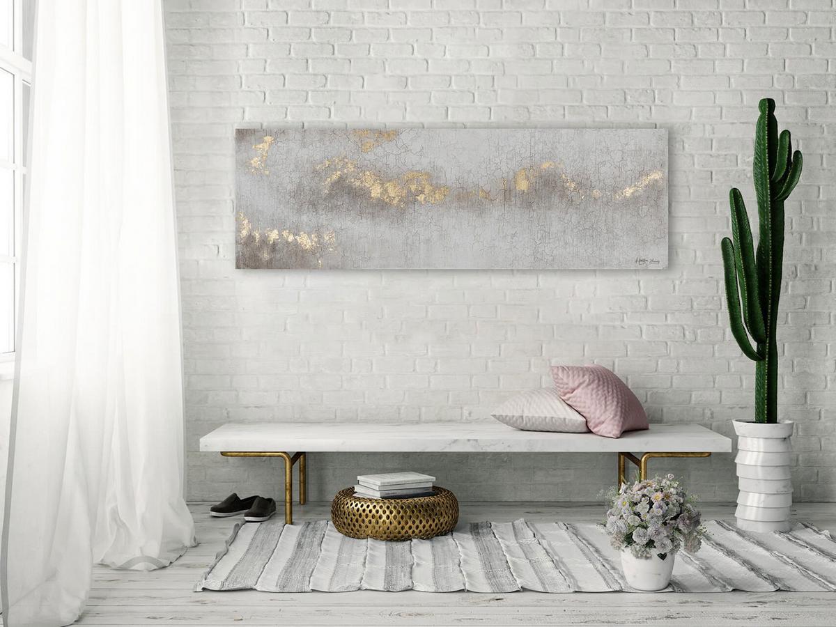 ACRYLBILD HANDGEMALT 150/50 cm - Grau, Holz/Textil (150/50cm) - KUNSTLOFT