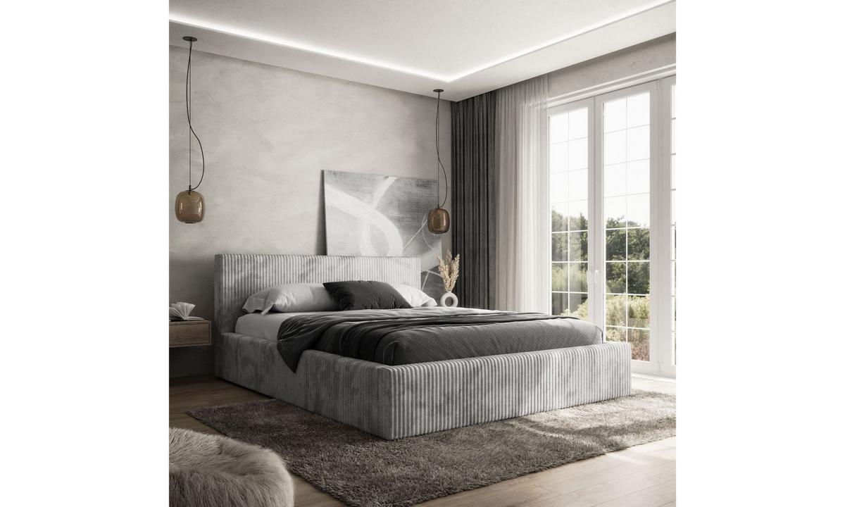 POLSTERBETT TILIA 180x200 cm Tilia 86, 34 Holzlatten, Kopfteil 95 cm - Hellgrau, Textil (180/200cm) - Lookway