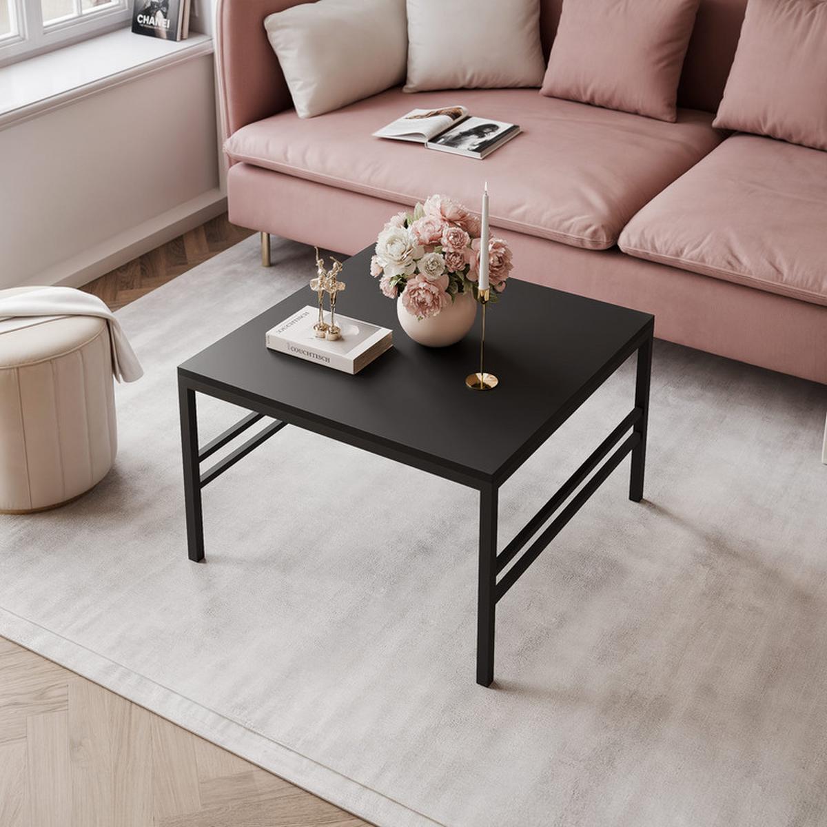 COUCHTISCH FORMA 70/70 cm Quadrat, Schwarz matt - Schwarz, Metall (70/70/46cm) - Idohome
