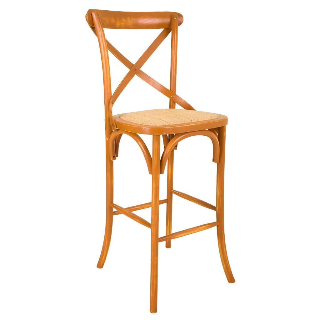 BARHOCKER aus Holz und Rattan, braun, 45x53x75cm - Braun, Holz (45/116/53cm) - Wanderlust