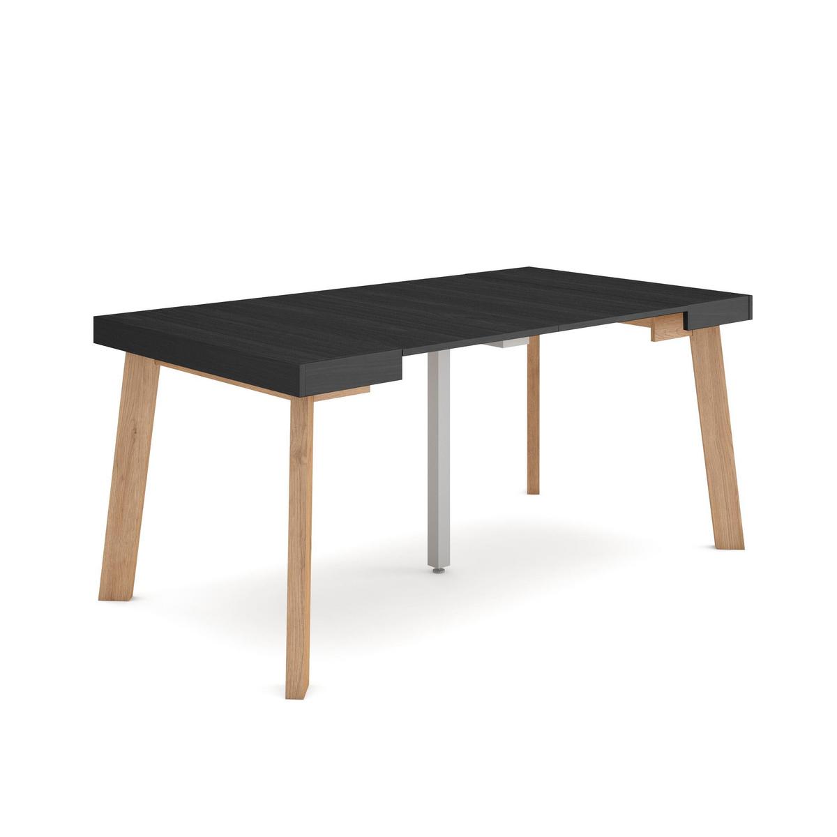 KONSOLENTISCH ausziehbar 58 bis 160cm, für 8 Gäste, schwarz, 90/58/73cm - Schwarz, Holzwerkstoff (90/160/73cm) - Skraut Home