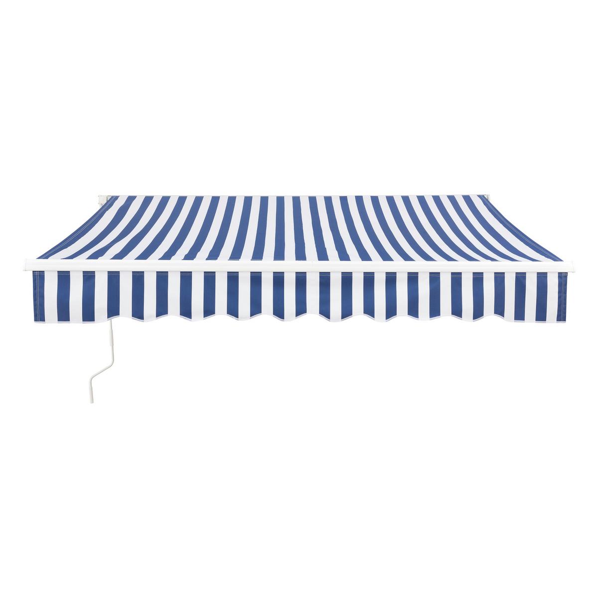 GELENKARMMARKISE Bitonto - Blau/Weiß, Textil/Metall (250/0.1/200cm) - [en.casa]