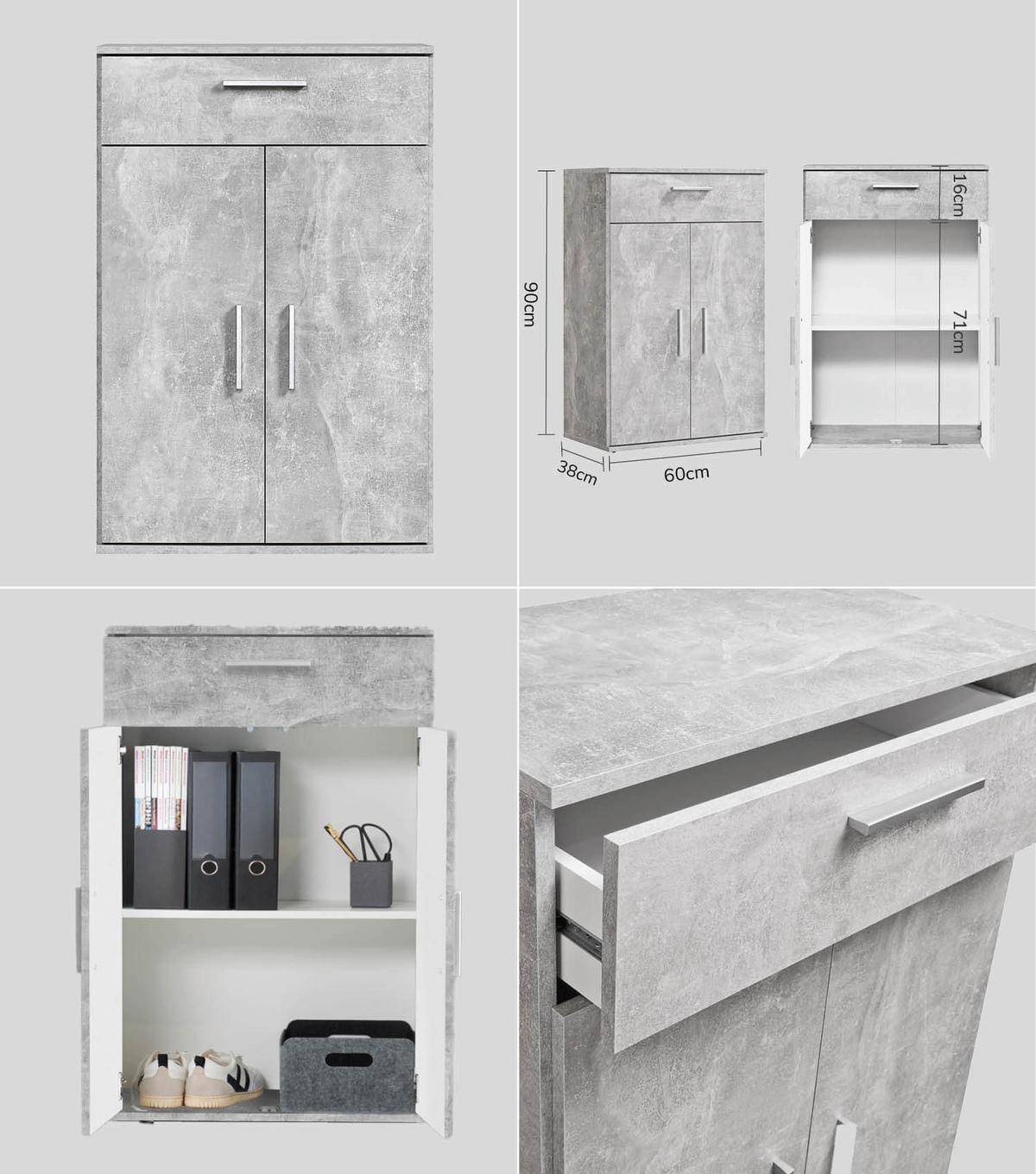 MEHRZWECKSCHRANK SET Der Allzweckwaffe - Silberfarben/Grau, Holzwerkstoff (60/180/34cm) - Mokebo