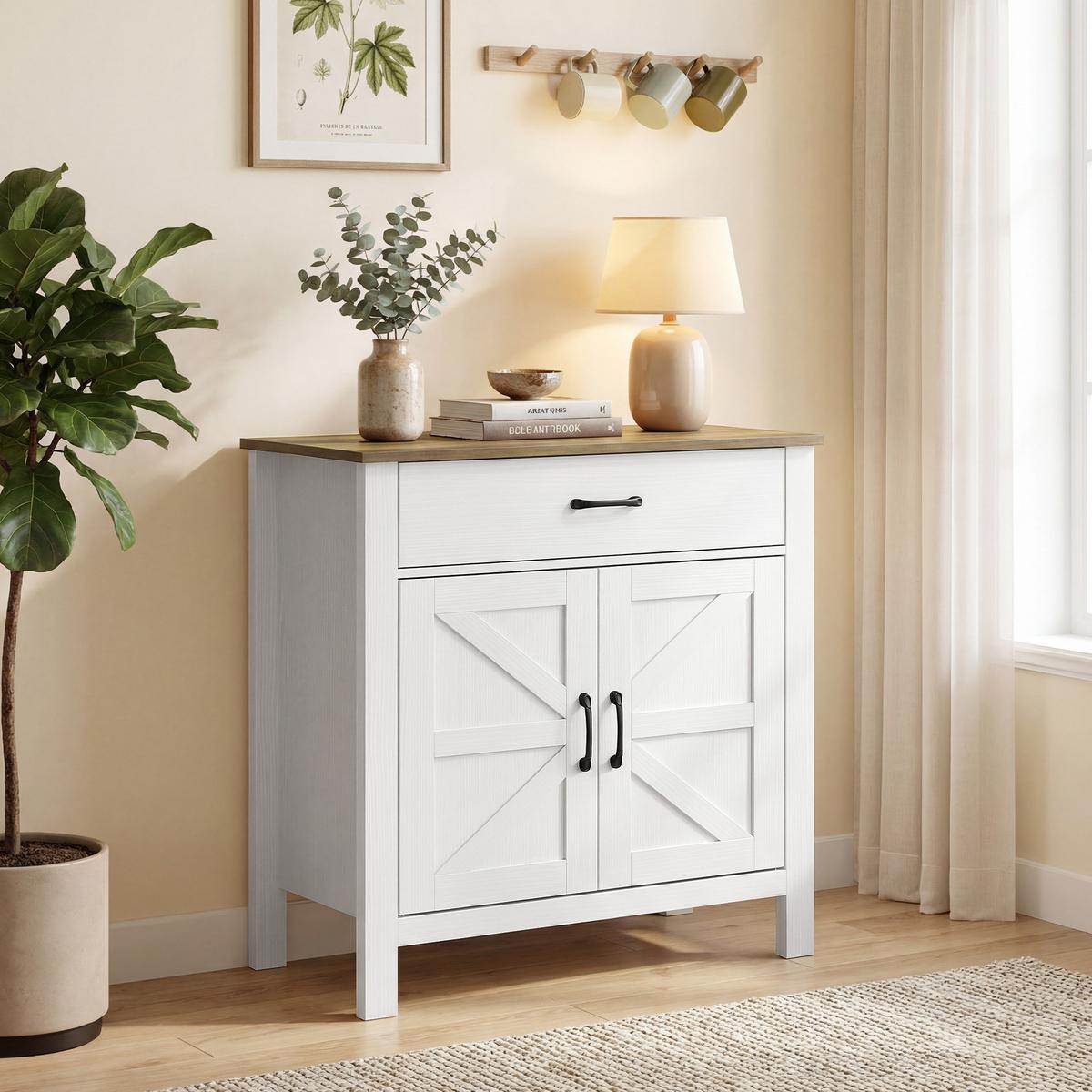 SIDEBOARD Spanplatte 77/40/82 cm Weiß - Weiß, Holzwerkstoff (39.3/81.5/77cm) - HOMCOM