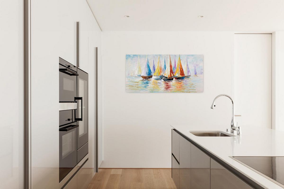 ÖLGEMÄLDE 120/60 cm - Multicolor/Weiß, Holz/Textil (120/60cm) - KUNSTLOFT