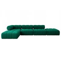 ECKSOFA modulares Sofa Kerru-L2 - 380x190x70 cm Dunkelgrün Velours - Dunkelgrün, Holzwerkstoff/Textil (380/190cm) - ALTDECOR