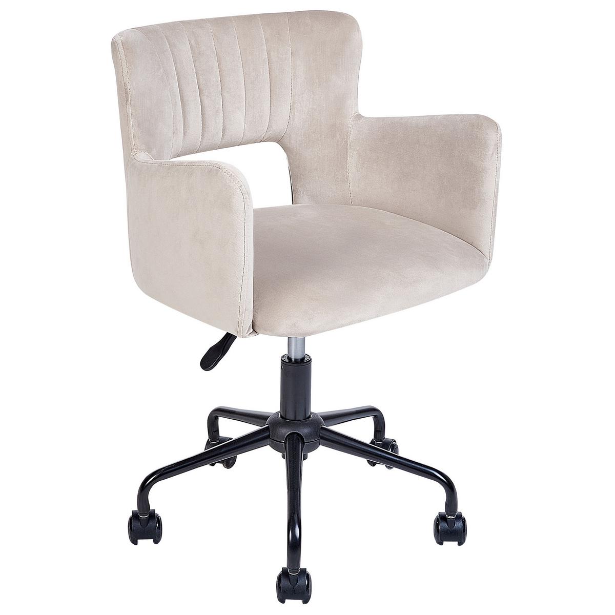 BÜROSTUHL Samtstoff Beige Sanilac - Beige, Textil/Metall (62/71/62cm) - Beliani