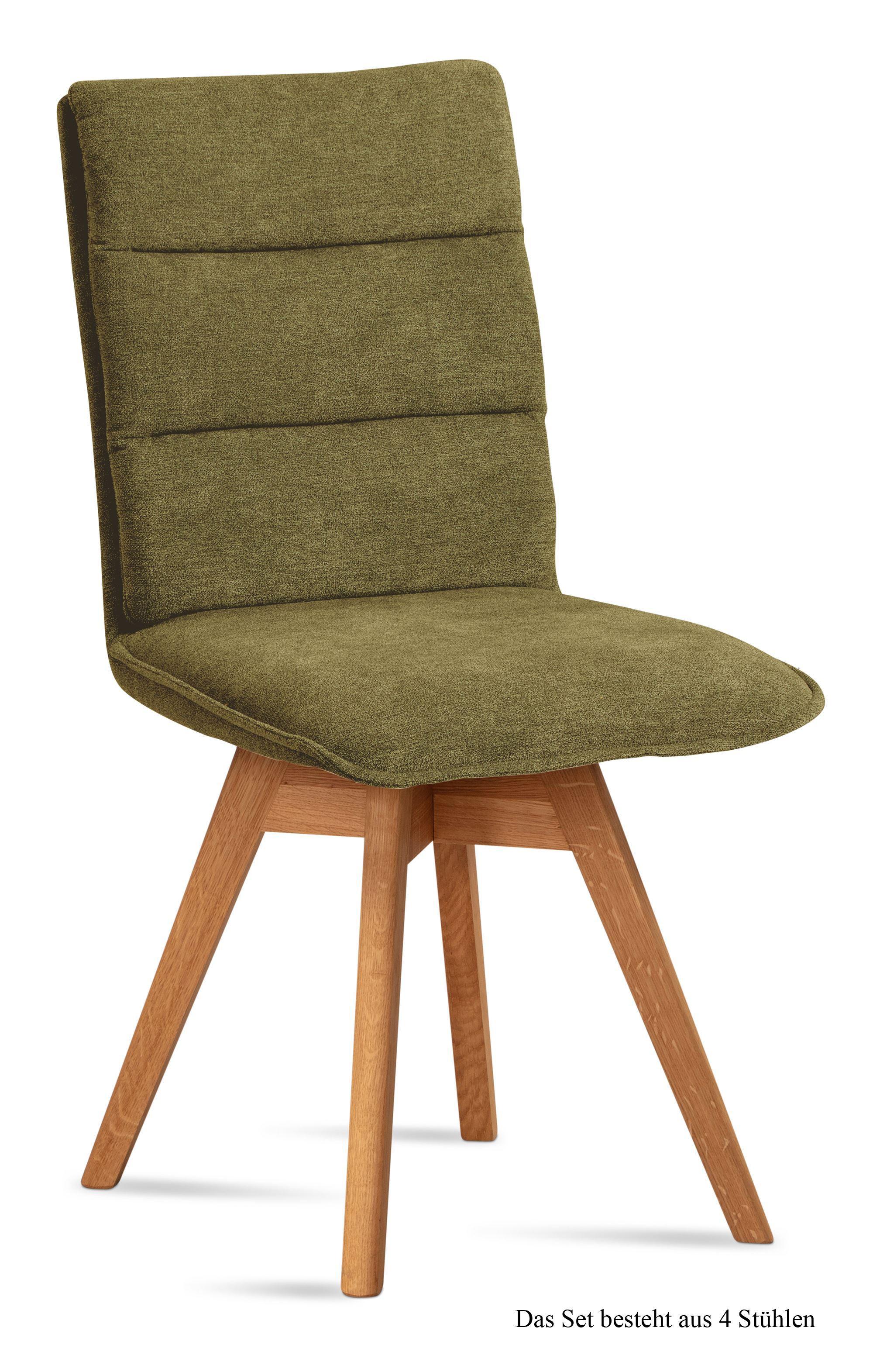 ESSZIMMERSTUHL drehbar (4er-Set) Dorle 47x92x60 Eiche geölt/Olivgrün - Eichefarben/Olivgrün, Kunststoff (60/92/47cm) - 58aufmkessel