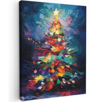 LEINWANDBILD Weihnachtsbaum - Weihnachten - Abstrakt - Farbenfroh Wandbild Wohnzimmer 60x80 cm - Multicolor, Textil (60/80cm) - MuchoWow