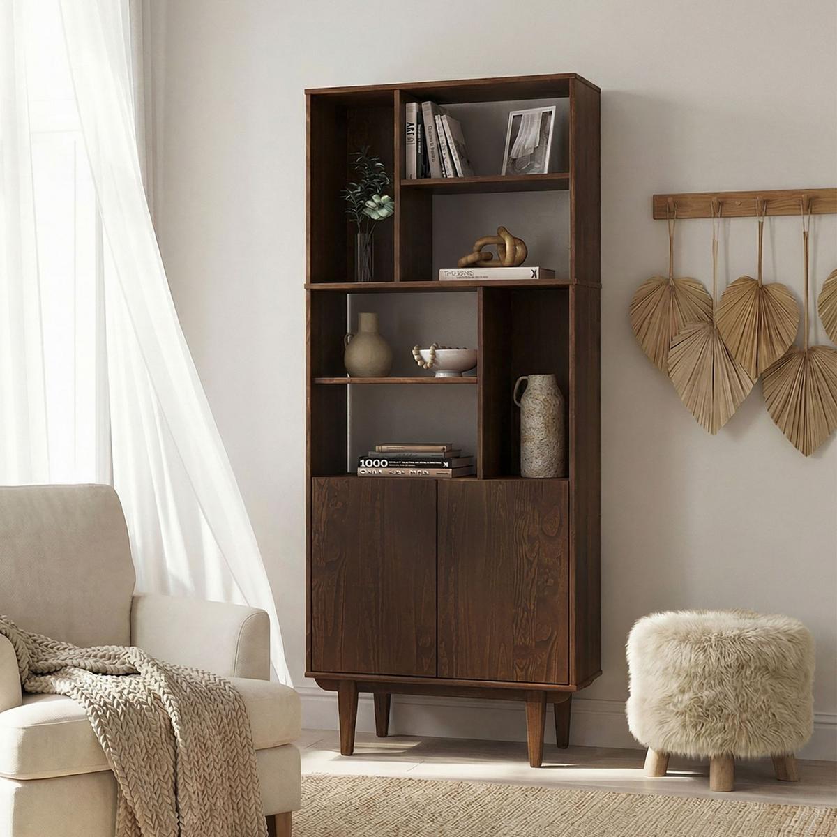WOHNZIMMERSCHRANK SIMONA nussbaum - Nussbaumfarben, Holz (80/188/37cm) - IDIMEX