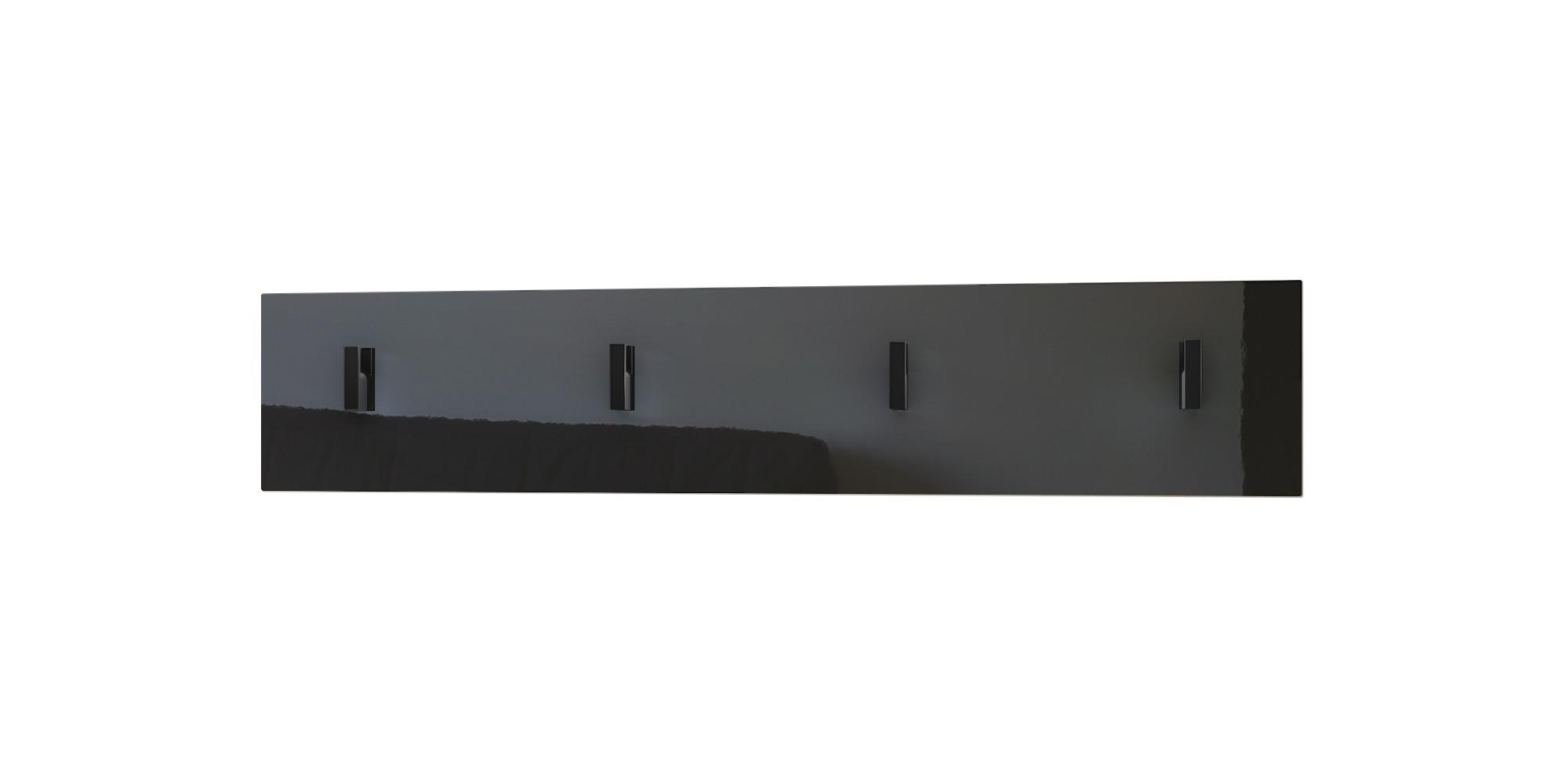 GARDEROBENPANEEL Linea Schwarz Hochglanz - Schwarz Hochglanz, Holzwerkstoff (72/14.5/3.5cm) - Vladon