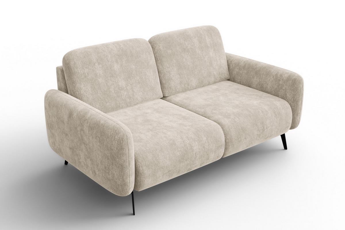 SOFA FEBE 2-Sitzer, cremefarbener Chenille-Stoff - Creme/Schwarz, Holz/Textil (160/82/96cm) - Wozimo