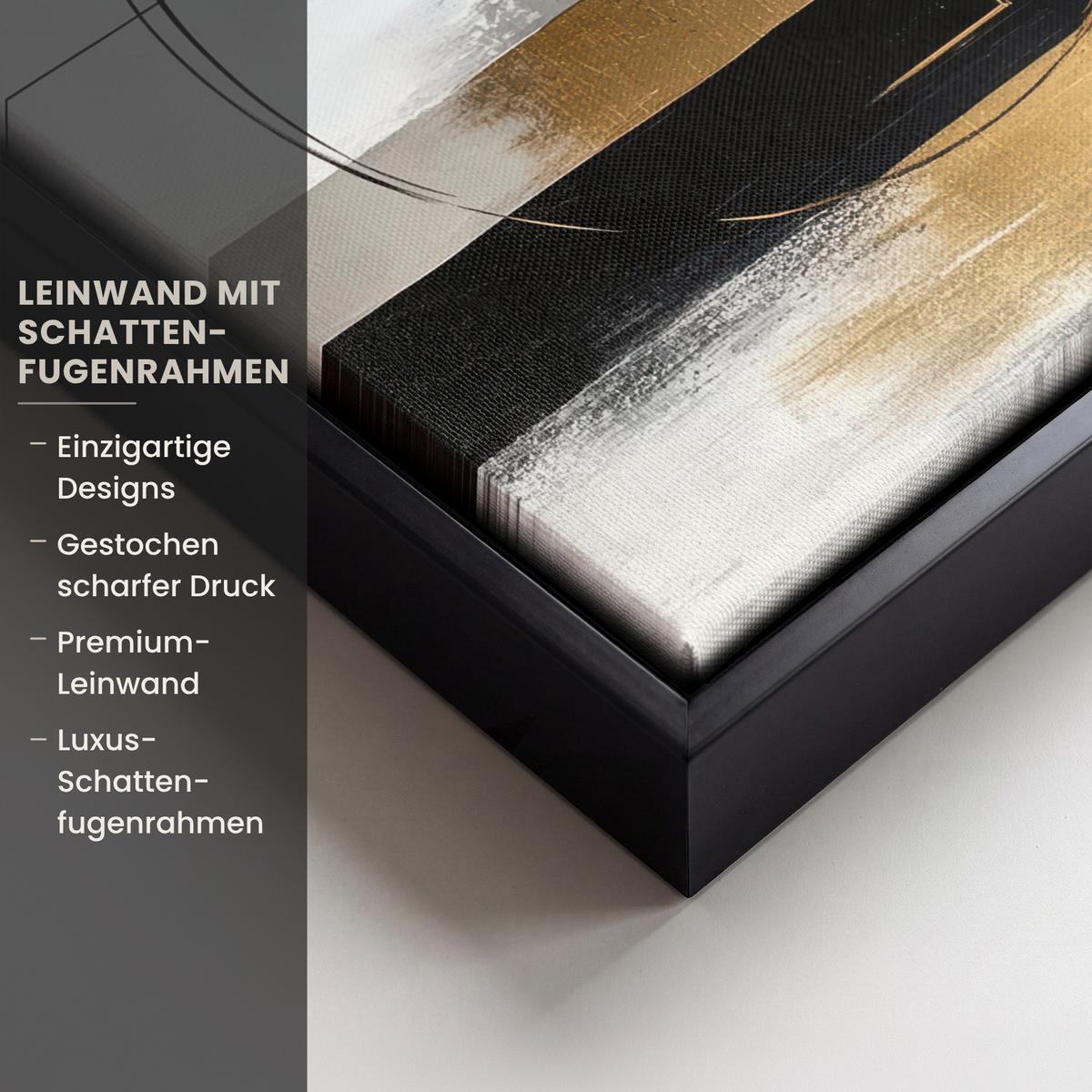 LEINWAND Bilder mit Rahmen - Abstrakt - Gold - Silber - Formen - Ästhetik - 40x30 - Multicolor, Textil (40/30cm) - MuchoWow