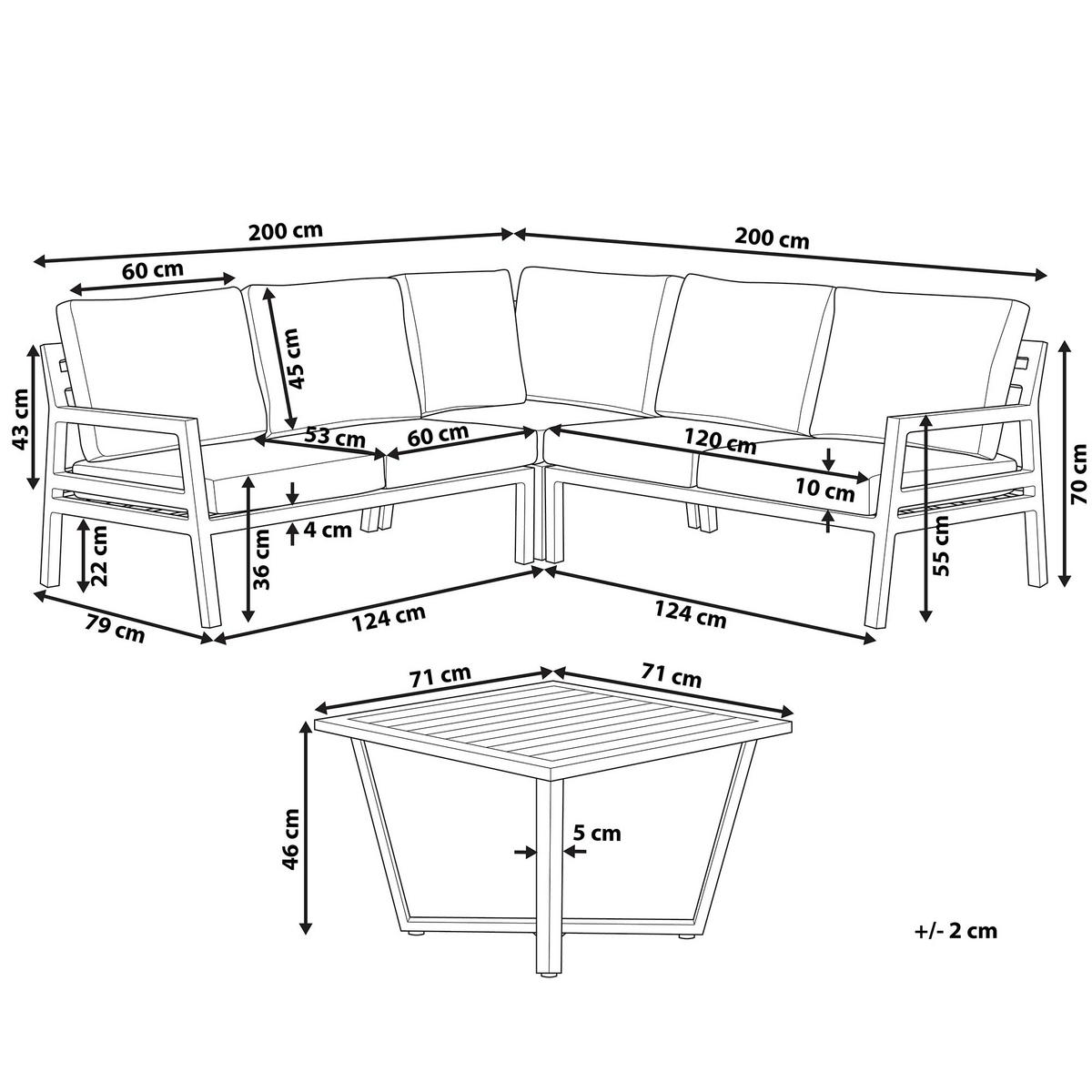 LOUNGE-SET schwarz Vizzini - Schwarz, Metall - Beliani