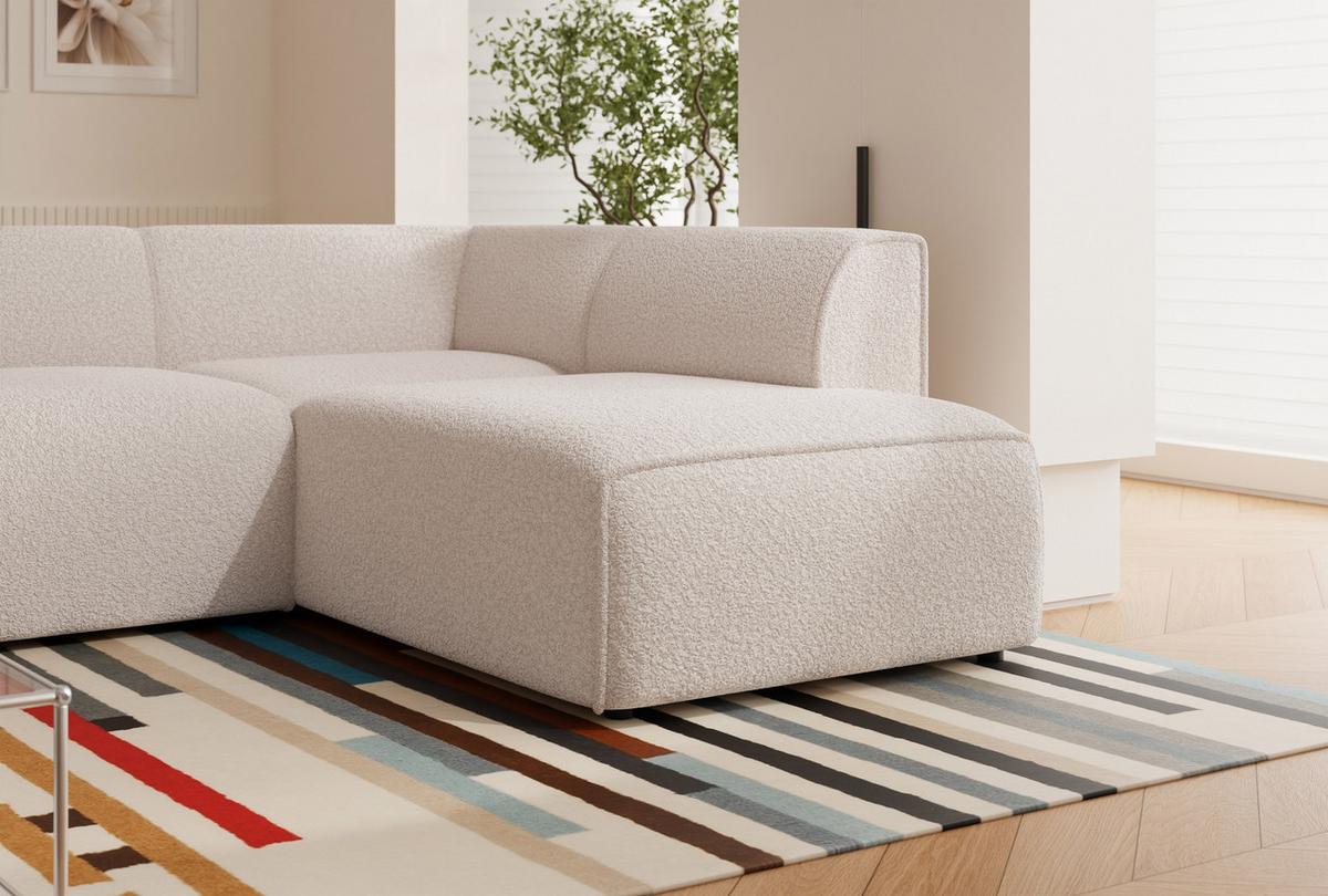 ECKSOFA ZAVO Rechts Feiner Mischstoff in Creme - Creme, Kunststoff/Textil (310/218cm) - Idohome