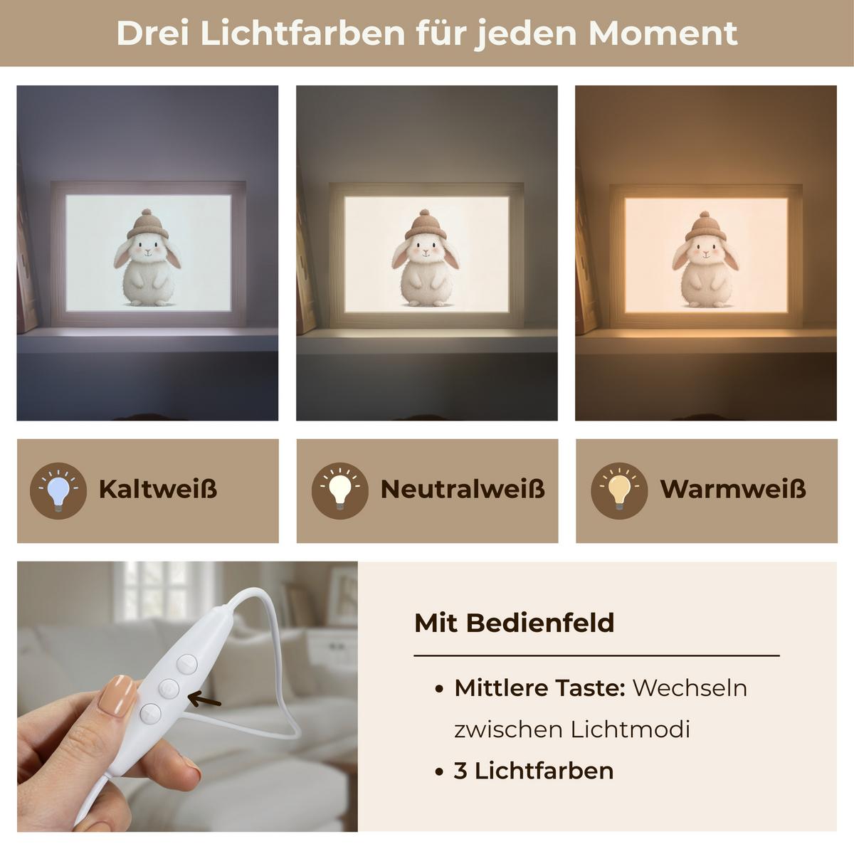 WANDLEUCHTE Kaninchen - Hut - Ohren - Beige 20x15 cm - Creme, Holzwerkstoff (20/15/8cm) - OnlyWow