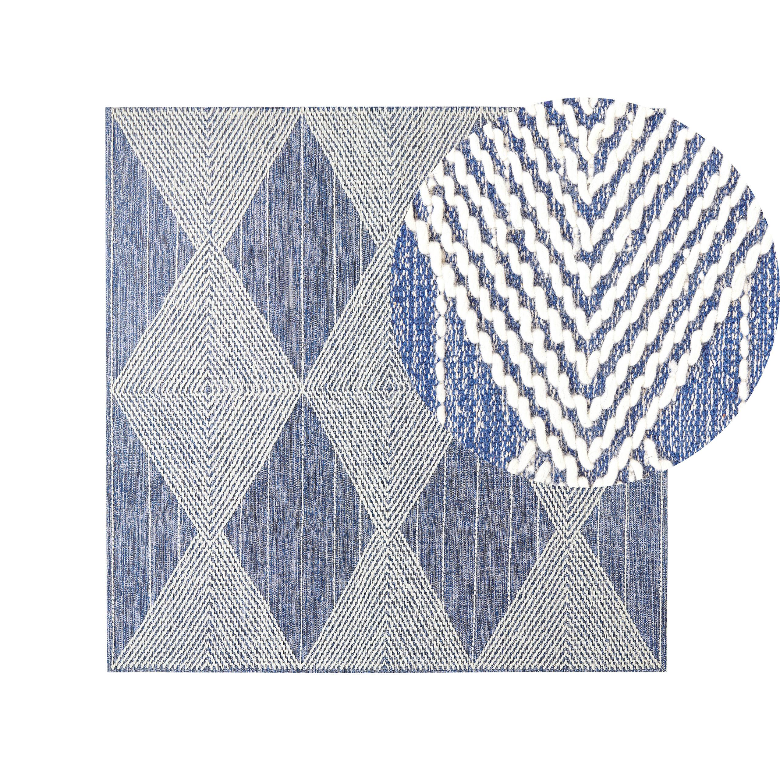 KURZFLOR-TEPPICH Datca 200/200 cm - Blau, Textil (200/200cm) - Beliani