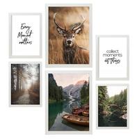 POSTER Set Mit 6 Winter Natur Wandbild A3 & A4 Weißer Rahmen - Weiß, Papier (29/3cm) - Nacnic