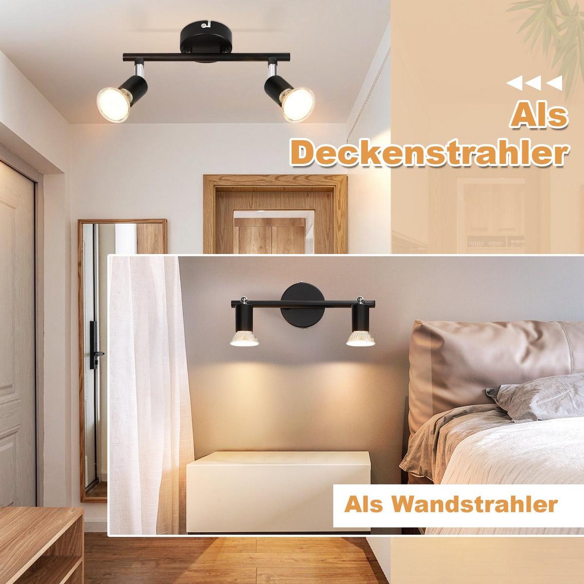 DECKENSTRAHLER Pilz 2-flammig 25/8/14 cm - Schwarz, Metall (25/8/14cm) - Nettlife