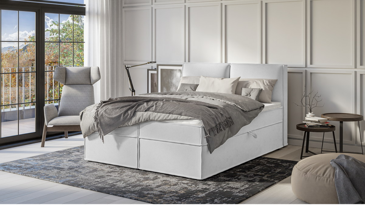 BOXBETT Eclipse 160/200 cm Silber Luxusmicrofaser - Silberfarben/Schwarz, Holz/Kunststoff (160/200cm) - S-Style Möbel
