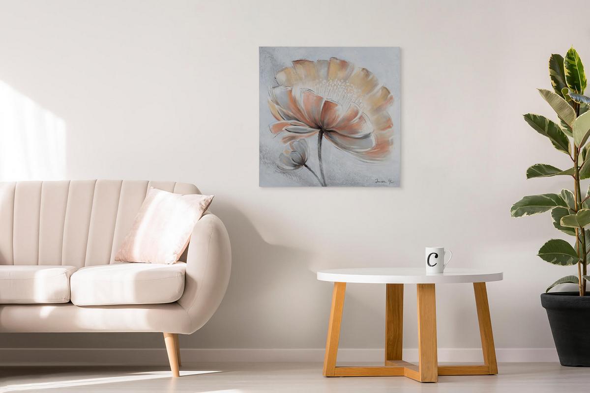 ACRYLBILD HANDGEMALT 80/80 cm - Beige/Grau, Holz/Textil (80/80cm) - KUNSTLOFT