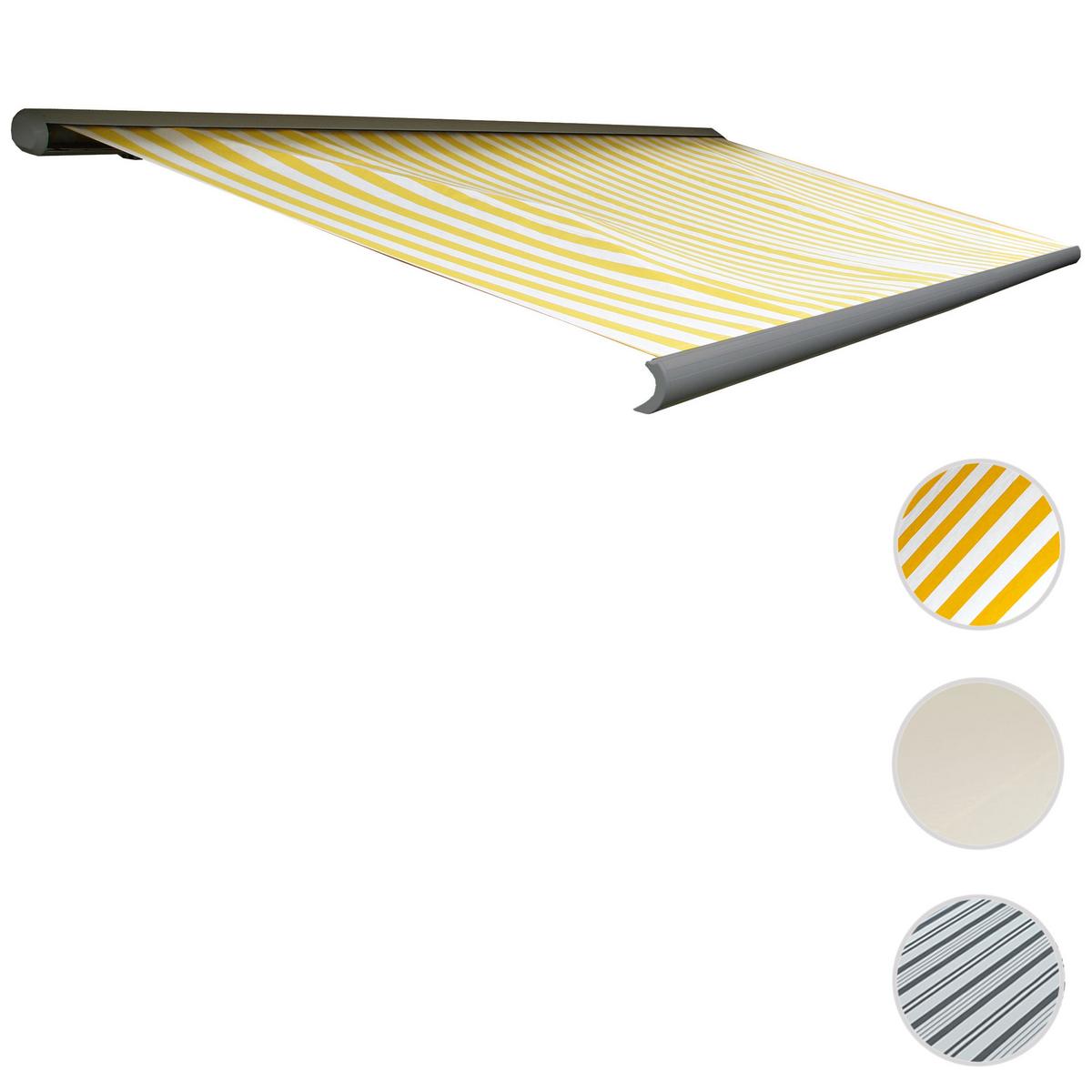ELEKTRISCHE KASSETTENMARKISE Orange, Weiß, Grau - Gelb/Weiß, Textil (400/23/300cm) - MCW