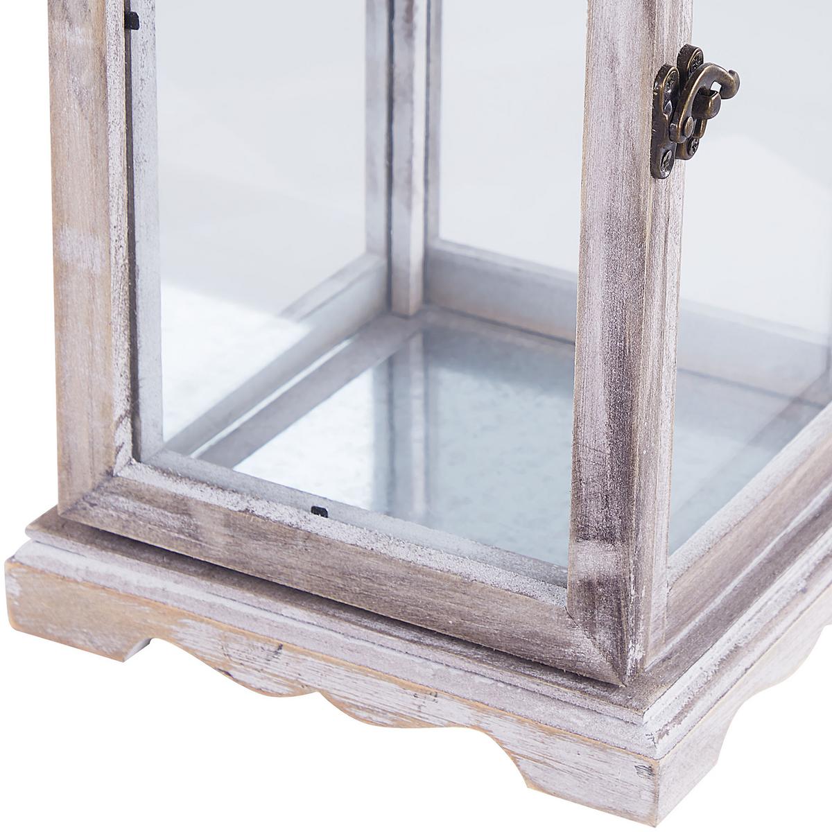 LATERNE Kiefernholz 47 cm Weiß Samar - Weiß, Metall (18/47/18cm) - Beliani