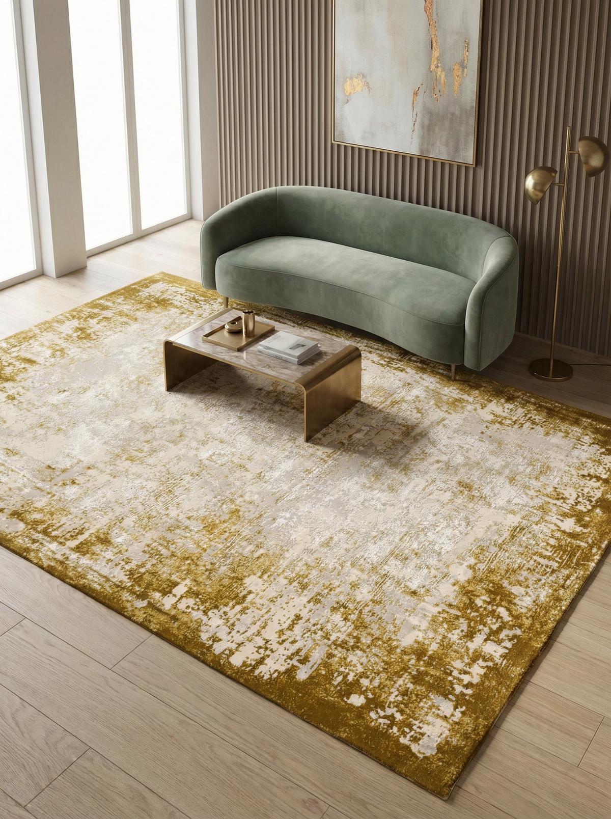 TEPPICH TIBER-Rieti, abstrakt, Senfgelb, 120 x 170 cm - Gelb, Textil (170/120cm) - KADIMA DESIGN