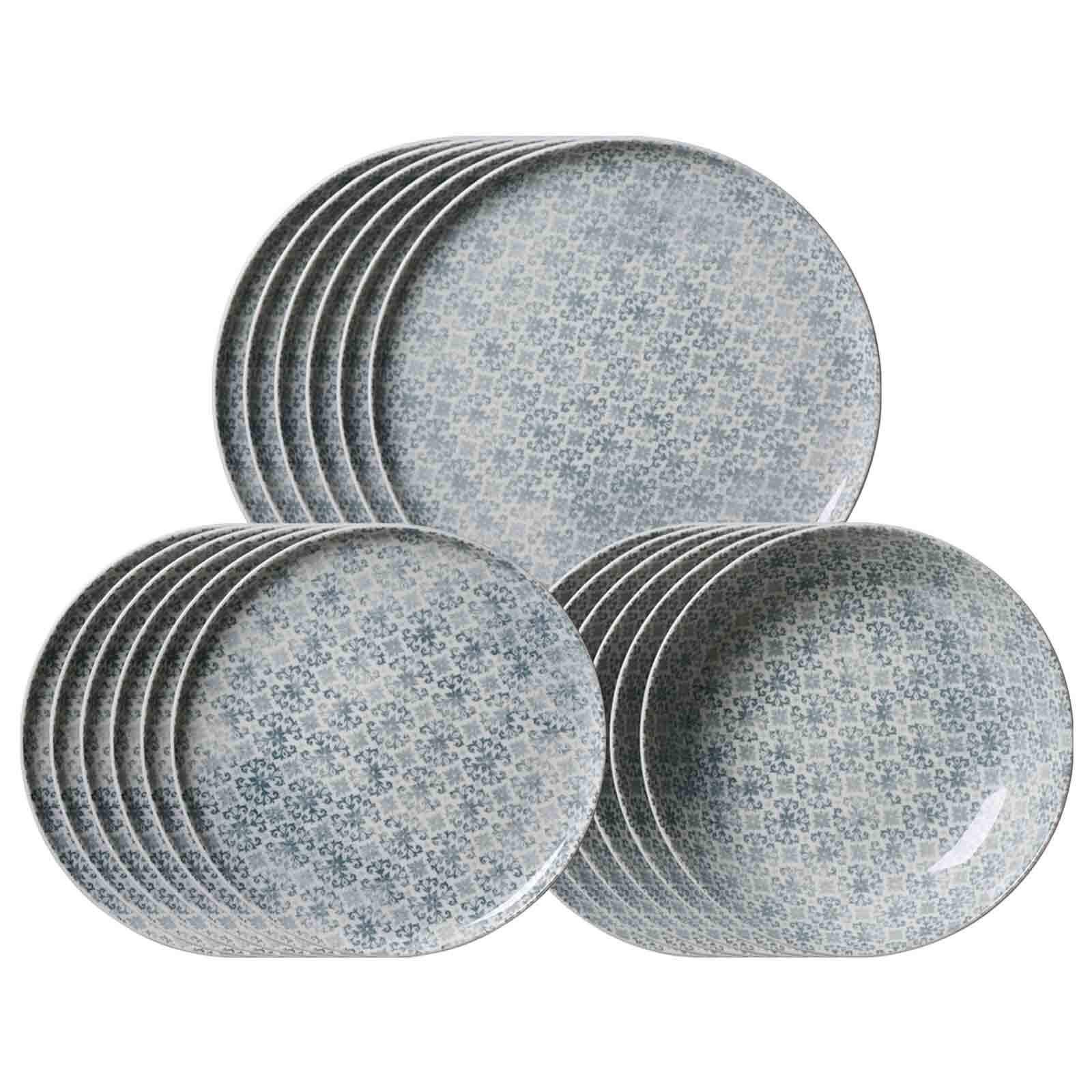 TELLER-SET Porto grau 18-tlg. - Grau, Keramik (2/2/2cm) - Ritzenhoff Breker