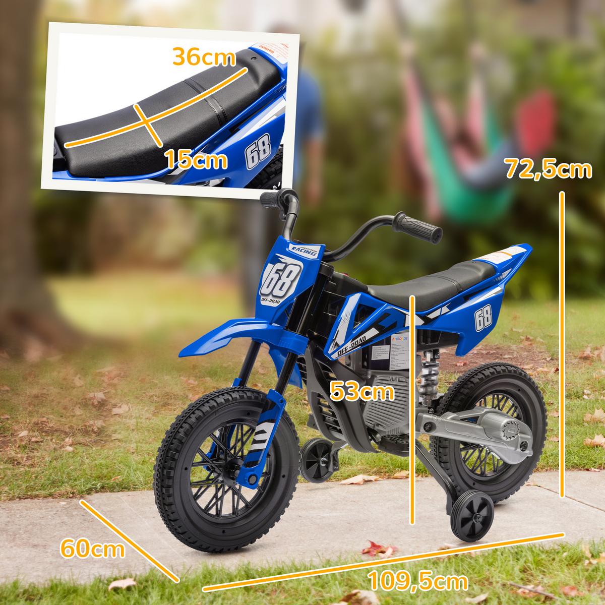 ELEKTROMOTORRAD, Kunststoff, Metall, Blau - Blau, Metall (56/107cm) - AIYAPLAY