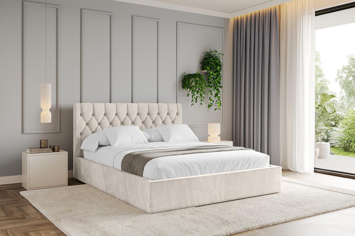 POLSTERBETT mit Bettkasten und Lattenrost, Boxbett ohne Matratze - RENO 180x200 Beige - Beige, Holzwerkstoff/Textil (180/200cm) - ALTDECOR