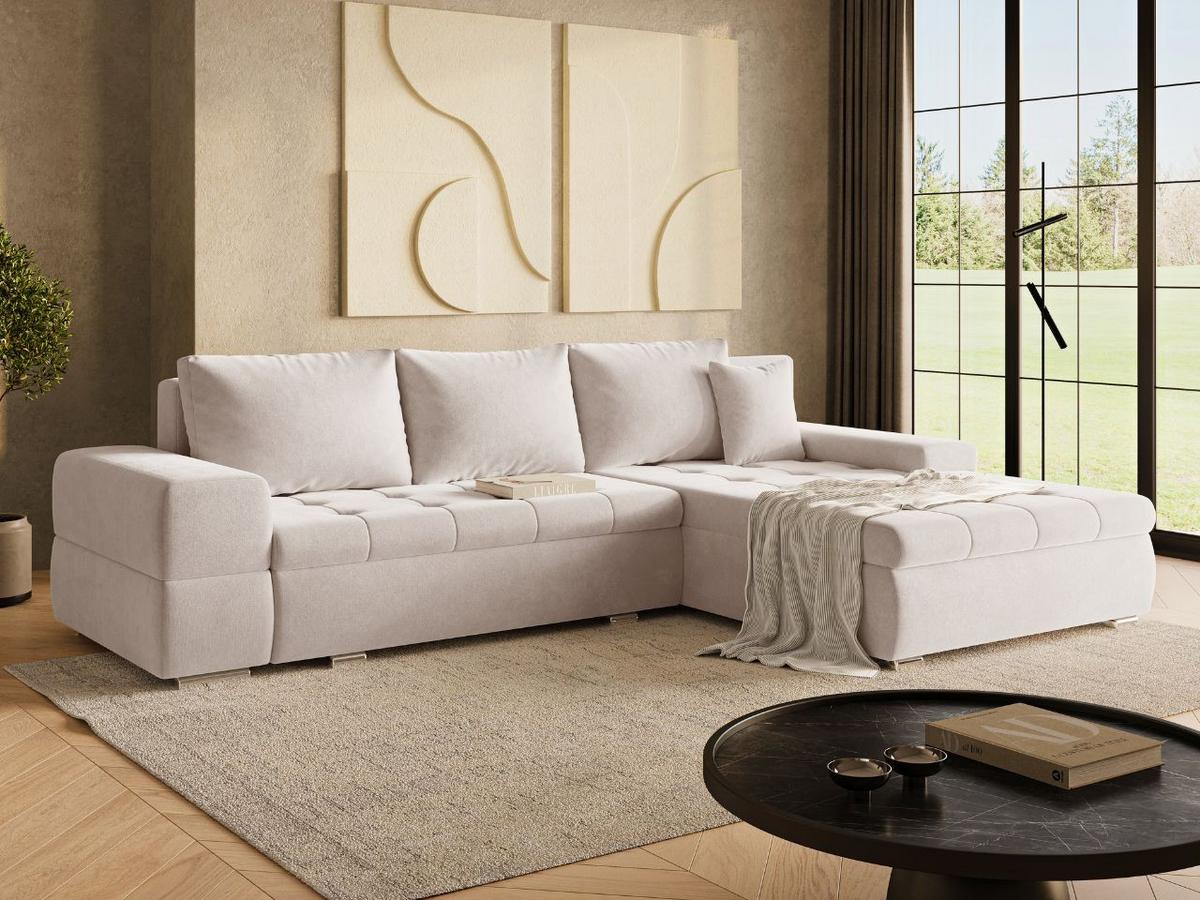 ECKSOFA Sonia Beige - Beige/Silberfarben, Holz/Textil (310/210cm) - Graingold