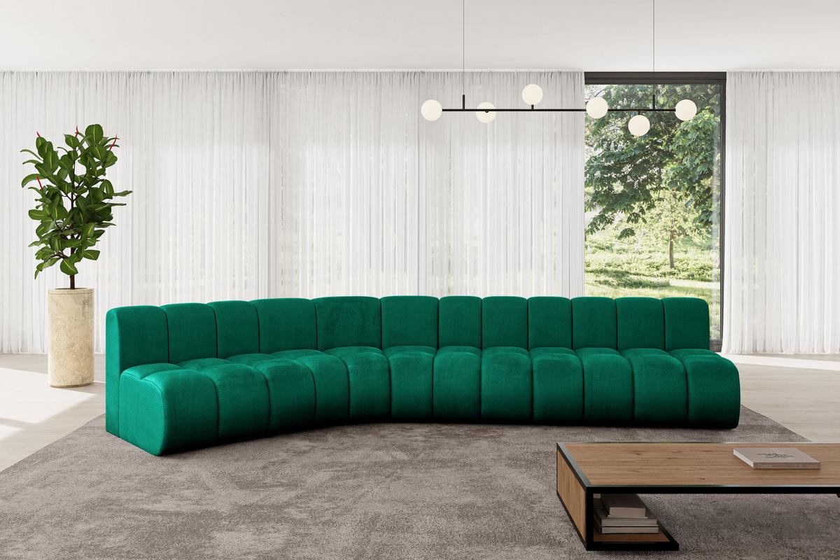 ECKSOFA modulares Sofa Montra-L2 - 381x174x70 cm Grün - Dunkelgrün, Holzwerkstoff/Textil (381/174cm) - ALTDECOR