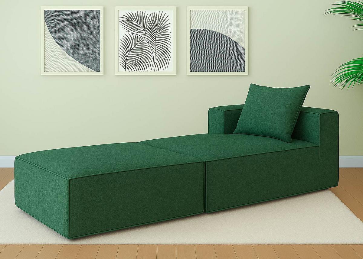 CHAISELONGUE Grün - Grün, Textil (75/63/194cm) - MCW