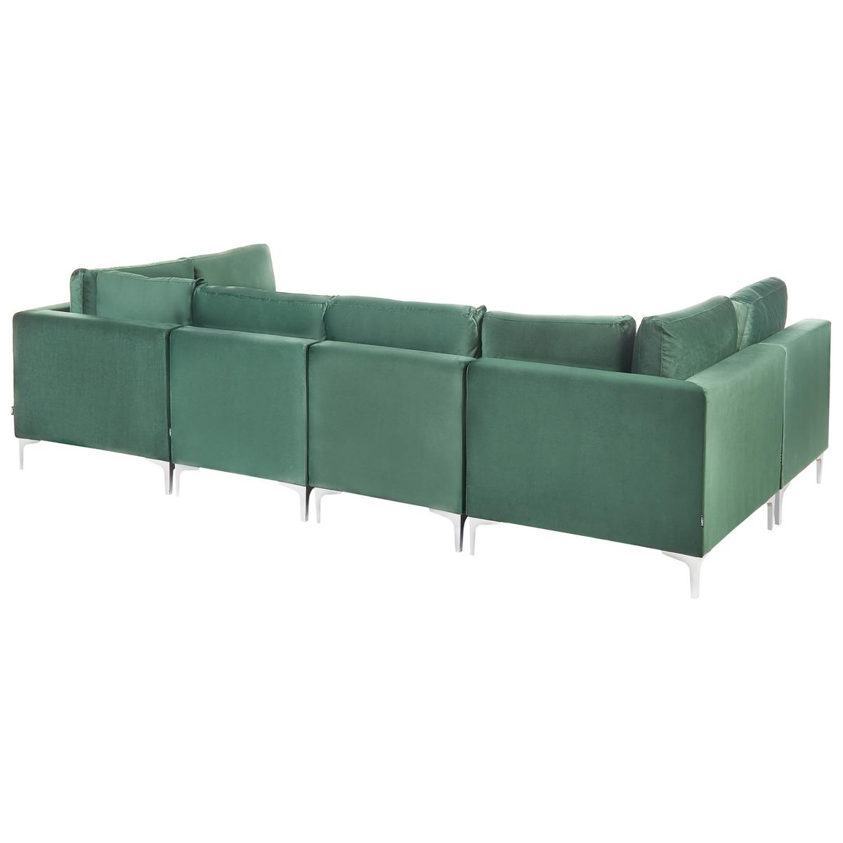 6-SITZER-MODULSOFA U-förmiges Grün Samtstoff Evja - Grün, Textil (300/84/150cm) - Beliani