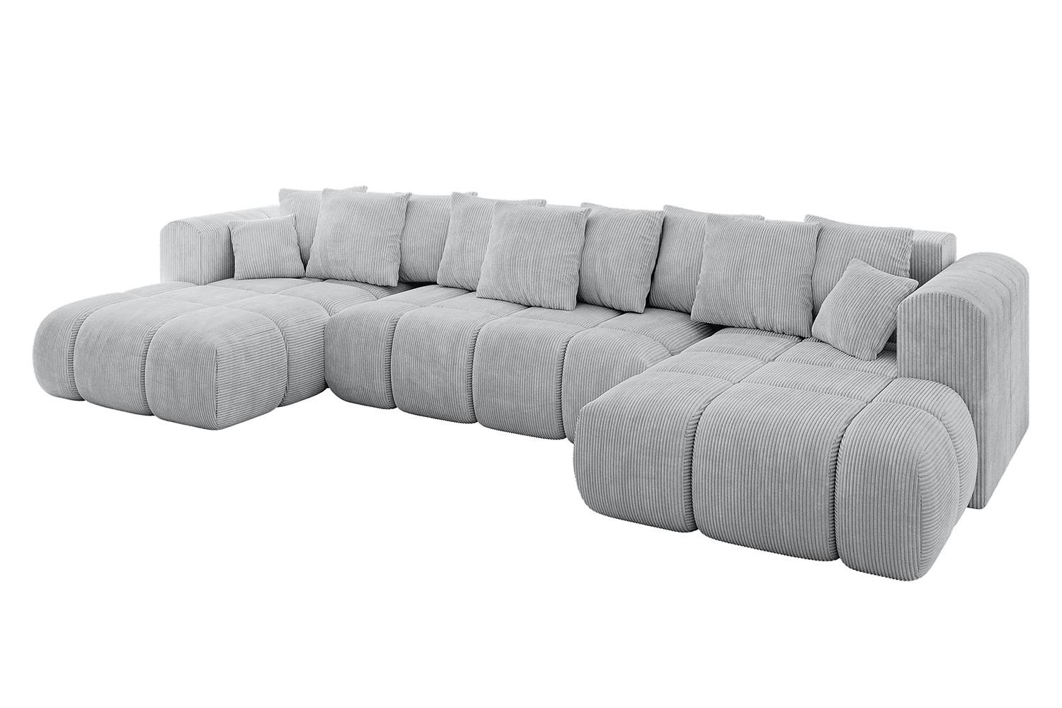 WOHNLANDSCHAFT CLOUD-U-v1 405x185x90 Grau Cord - Grau, Holzwerkstoff/Kunststoff (405/90/185cm) - ALTDECOR