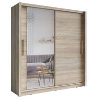SCHWEBETÜRENSCHRANK FRISKA 154,4/214,4/62cm 2-türig mit Spiegel Sonoma Eiche - Sonoma Eiche, Holzwerkstoff (154.4/214.4/62cm) - MASSENO