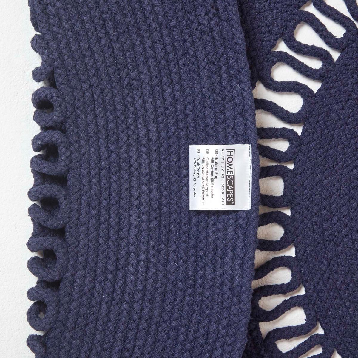 TEPPICH geflochten rund mit Häkel-Muster 120 cm - Dunkelblau, Textil (120/120cm) - Homescapes