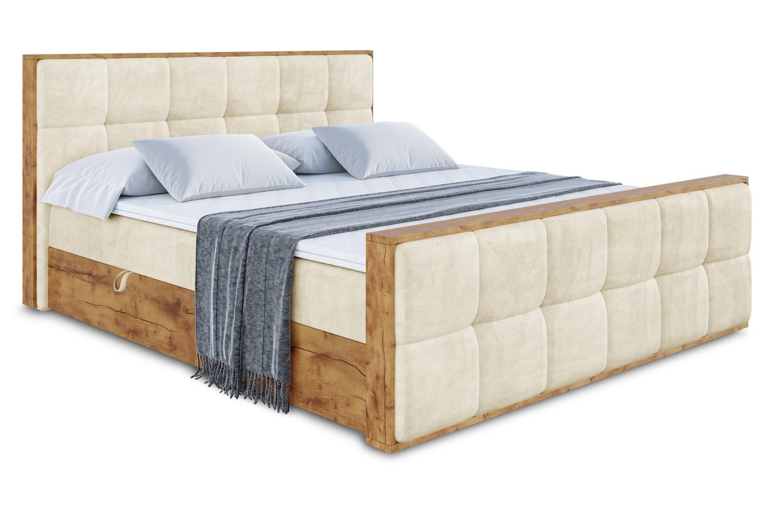 BOXBETT mit Matratze H3 und Lattenrost - LOLLI7-Z - 180x200 - Beige Monolith - Beige, Holzwerkstoff (180/200cm) - ALTDECOR