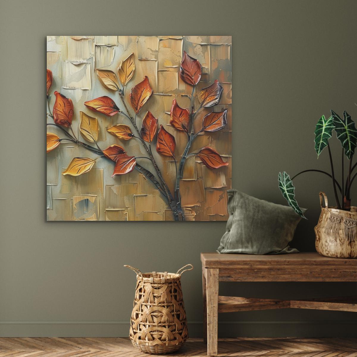 AKUSTIKBILD Baum - Abstrakt - Natur - Kunst Akustikpaneele 90x90 cm - Goldfarben, Kunststoff (90/90/0.9cm) - MuchoWow