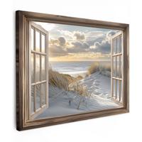 LEINWANDBILD Ausblick - Strand - Dünen - Meer - Natur Wandbilder 80x60 cm - Sandfarben, Textil (80/60cm) - MuchoWow