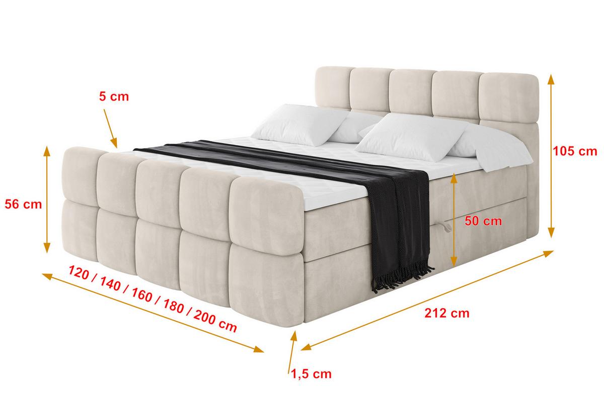 BOXBETT mit Matratze H4 - FAMA-Z - 140x200 cm Beige Casablanca - Beige, Holzwerkstoff - ALTDECOR