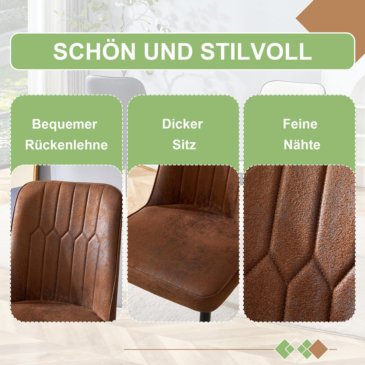 ESSZIMMERSTUHL 2er set stoff tech gepolstert metallbeine - Braun, Textil (43/89/41.5cm) - Urban Meuble
