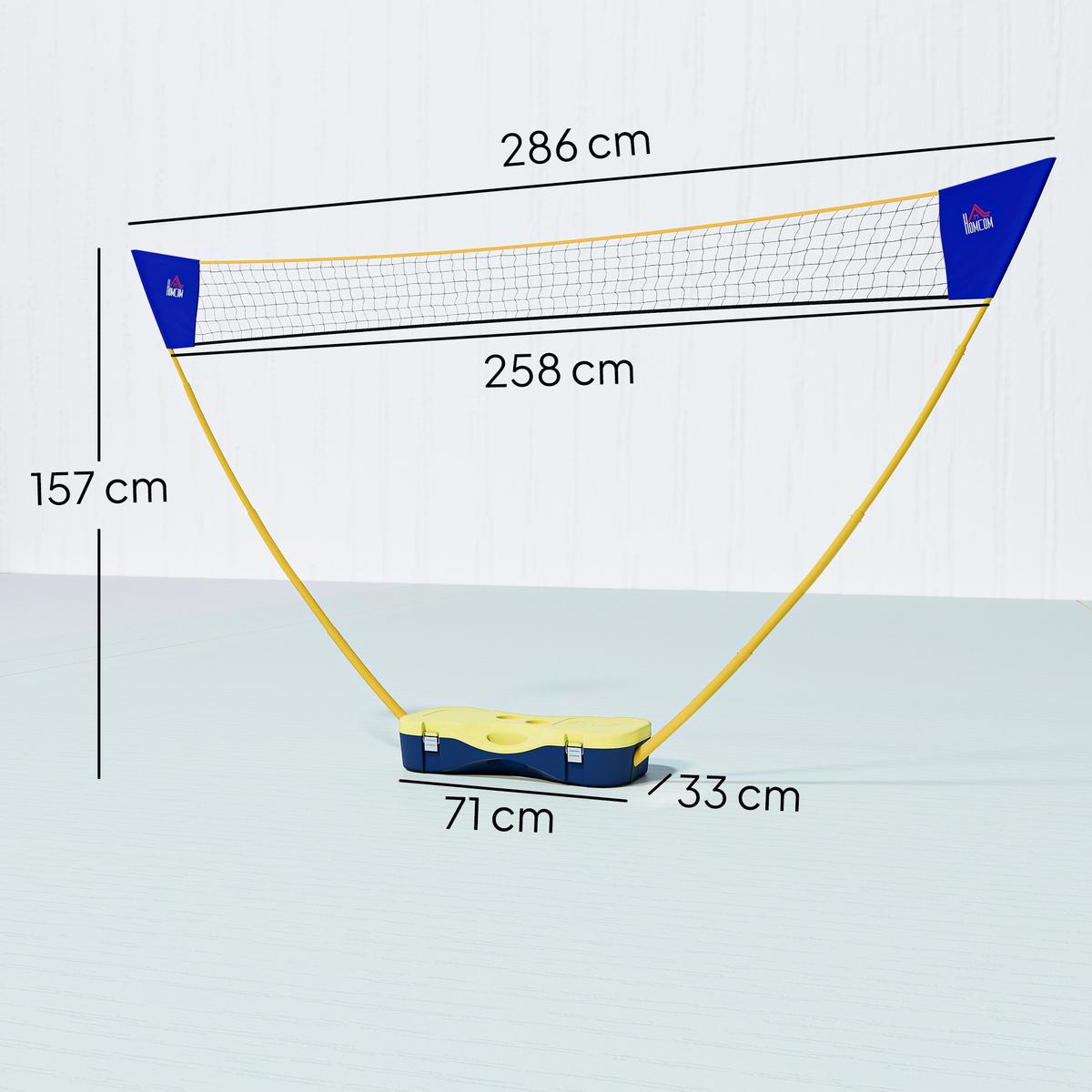 BADMINTONNETZ, Kunststoff, Gelb/Blau, 286L x 33B x 157H cm - Gelb, Kunststoff (33/286cm) - HOMCOM
