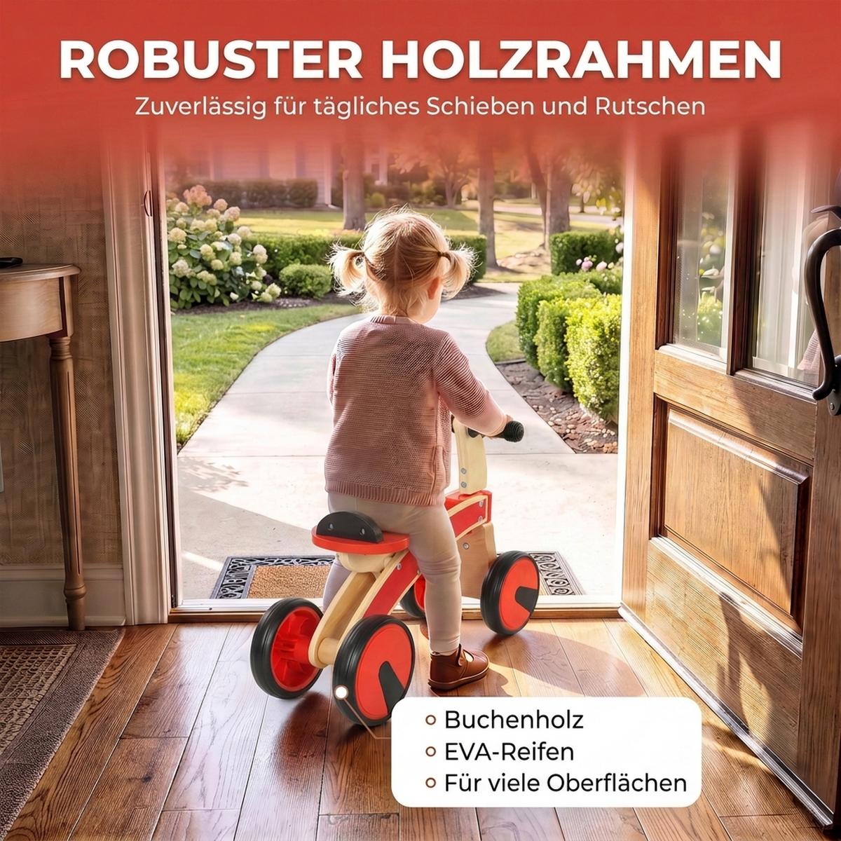 KINDER-RUTSCHAUTO Buchenholz Sperrholz Rot - Rot, Holz (52/33/38.5cm) - AIYAPLAY
