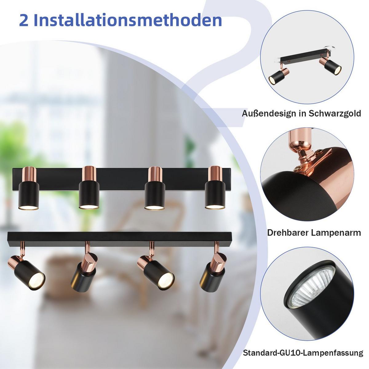 DECKENSTRAHLER Altenburg 4-flammig 62/14/12 cm - Schwarz, Metall (62/14/12cm) - Nettlife