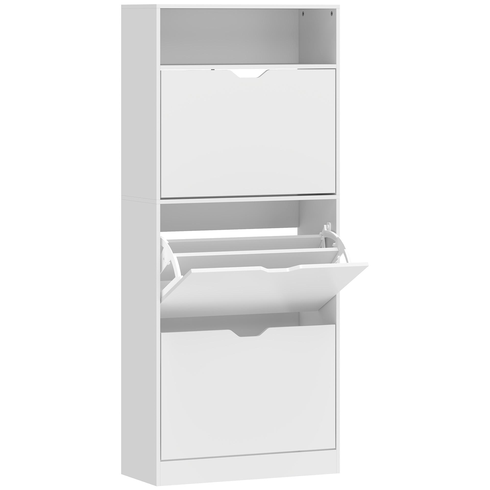 SCHUHSCHRANK aus MDF 60/26/140 cm Weiß - Weiß, Holzwerkstoff (26/140/60cm) - HOMCOM